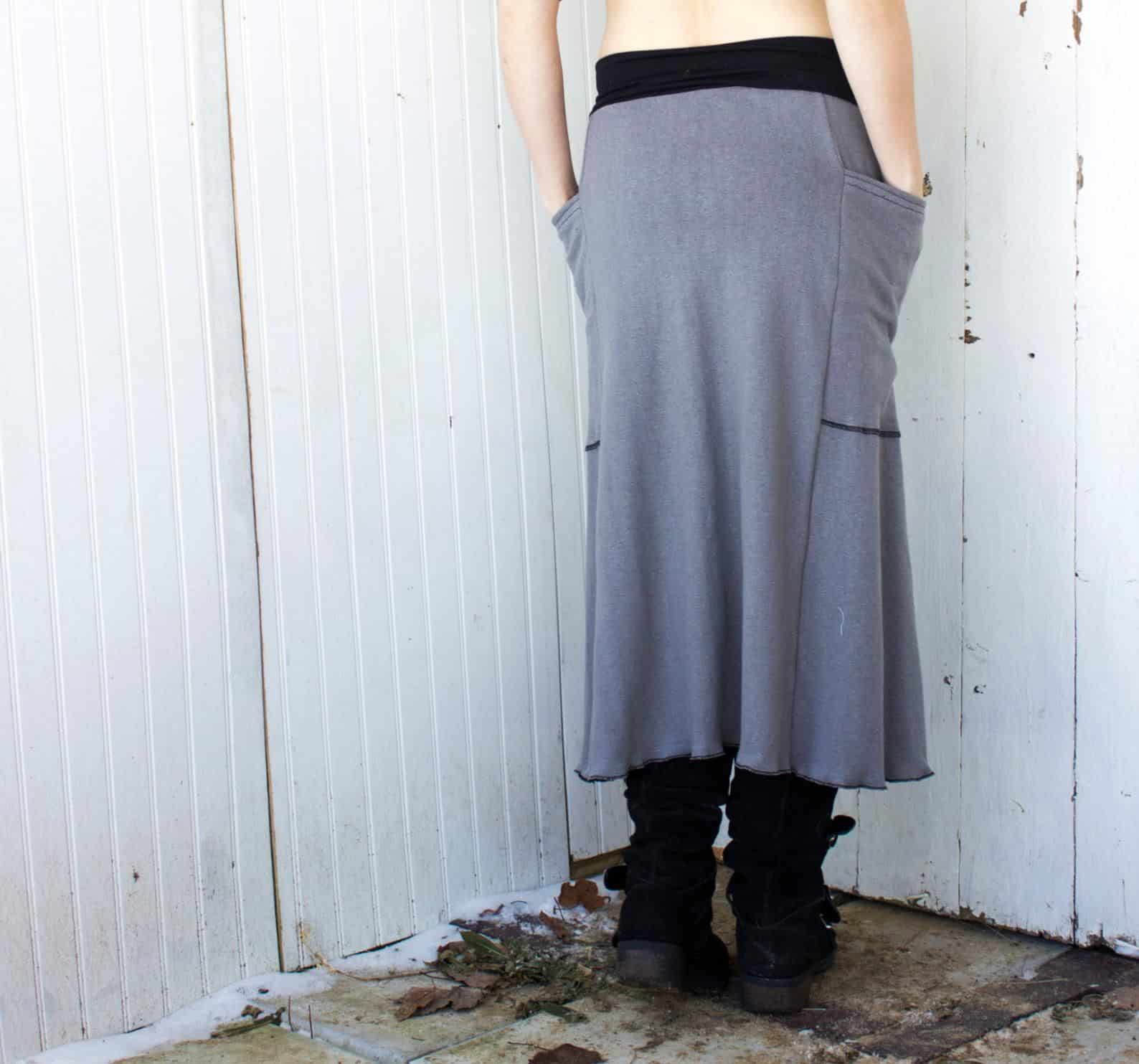 Below Knee Hemp Passport Pocket Skirt Organic Clothing Made