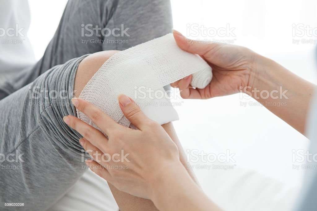 Doctor Injured Knee Has Been Allowance With A Bandage ...