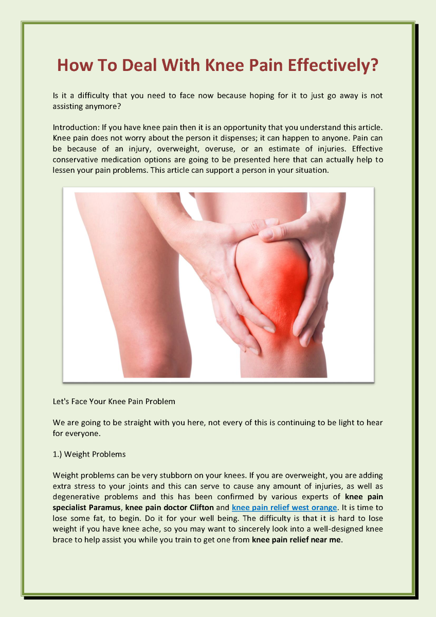 How to Deal With Knee Pain Effectively