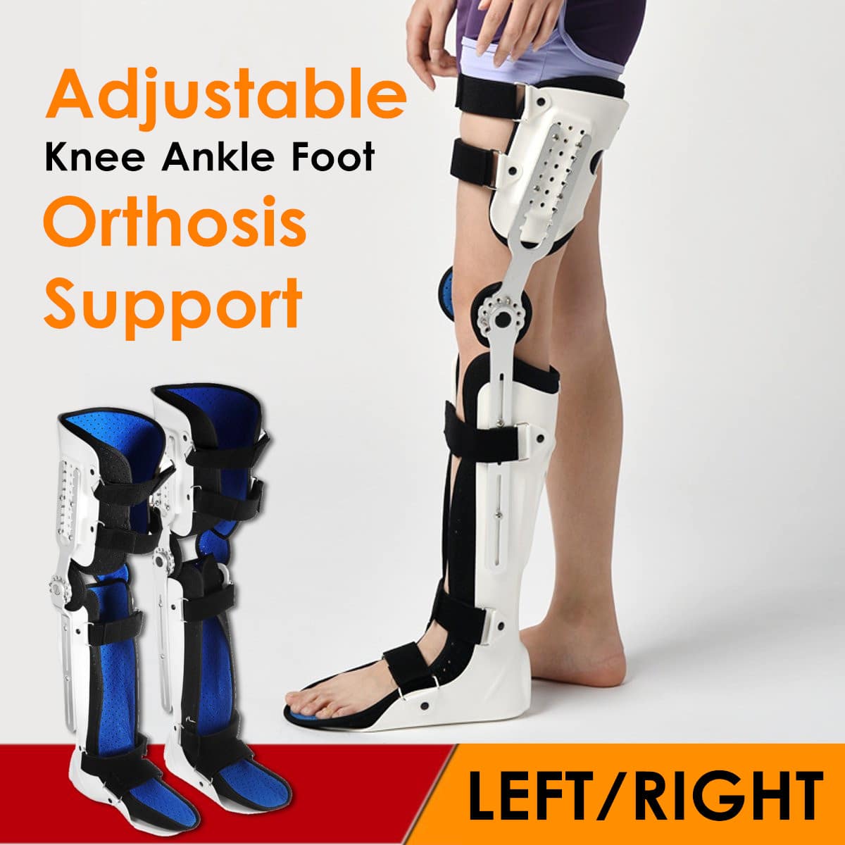 Knee Ankle Foot Orthosis Knee Brace Fixed Stiff Thigh Knee Joint with ...