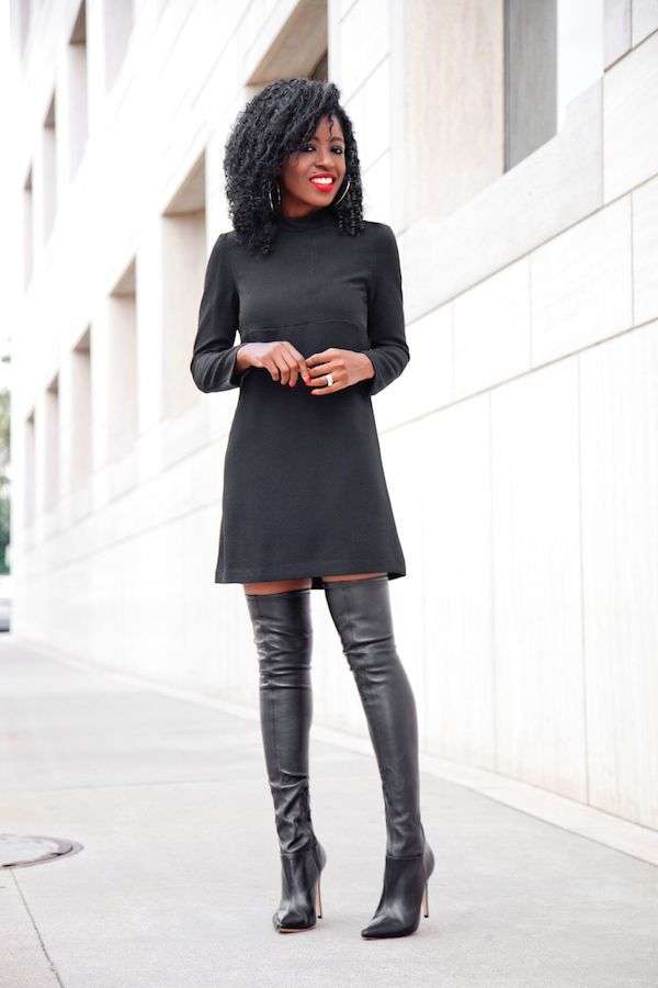 Little Black Dress + Over The Knee Boots (Style Pantry)