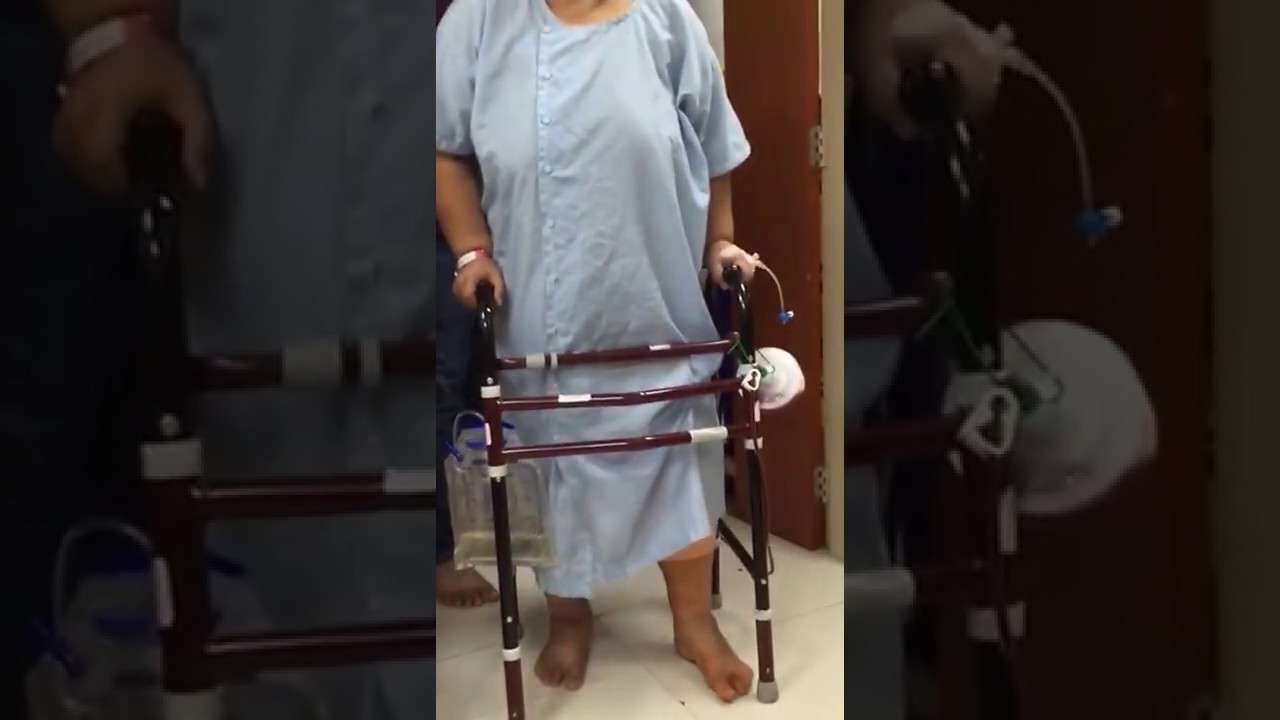 Patient walking four hours after surgery