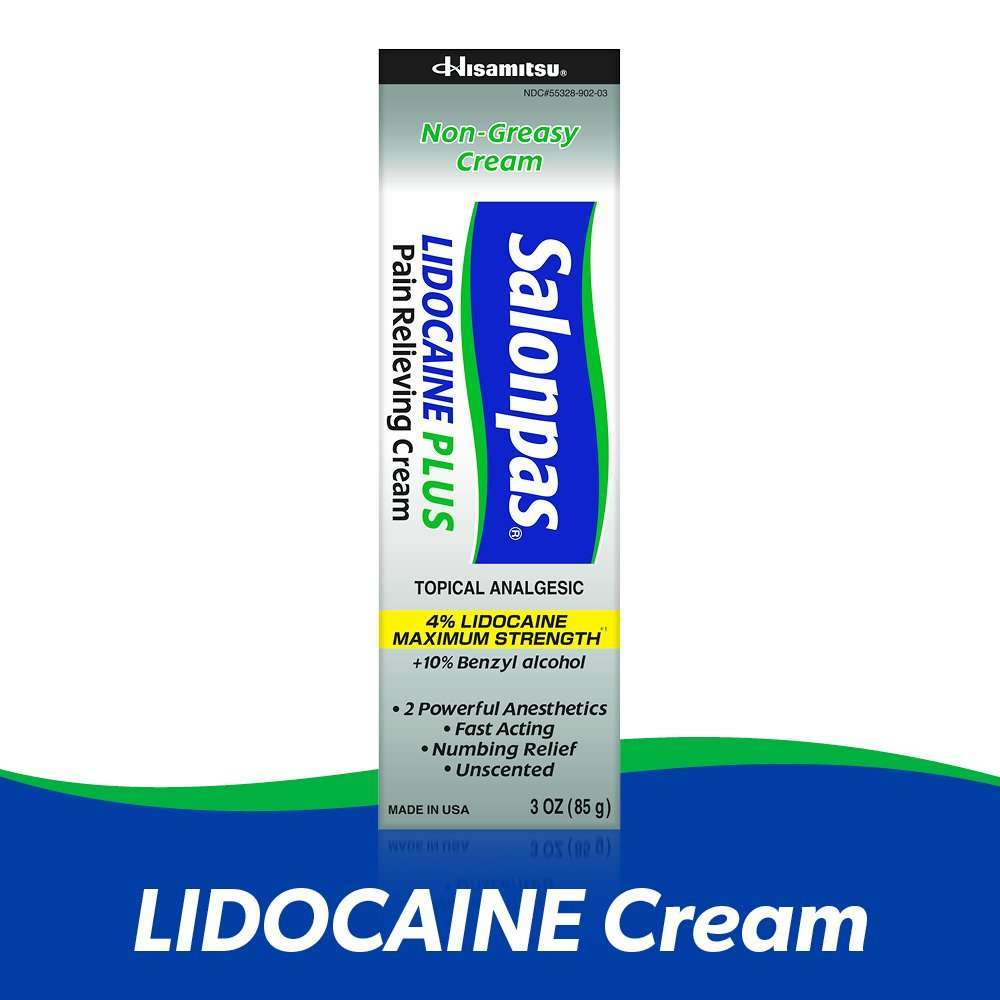 Salonpas Lidocaine Plus Pain Relieving Cream, 3 Ounce Tube ...