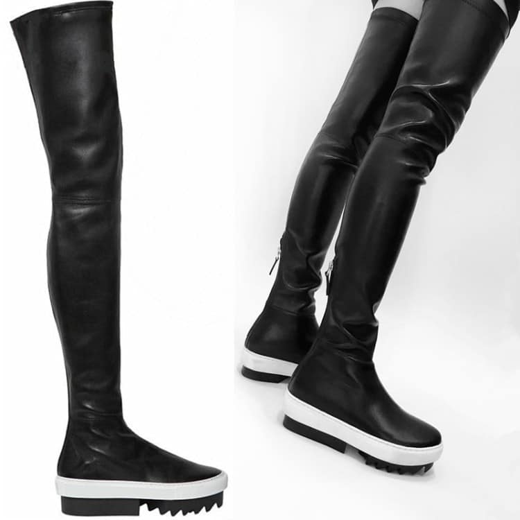 Trendy Fashion Elastic Stretch Over the Knee Thigh High Boots White ...