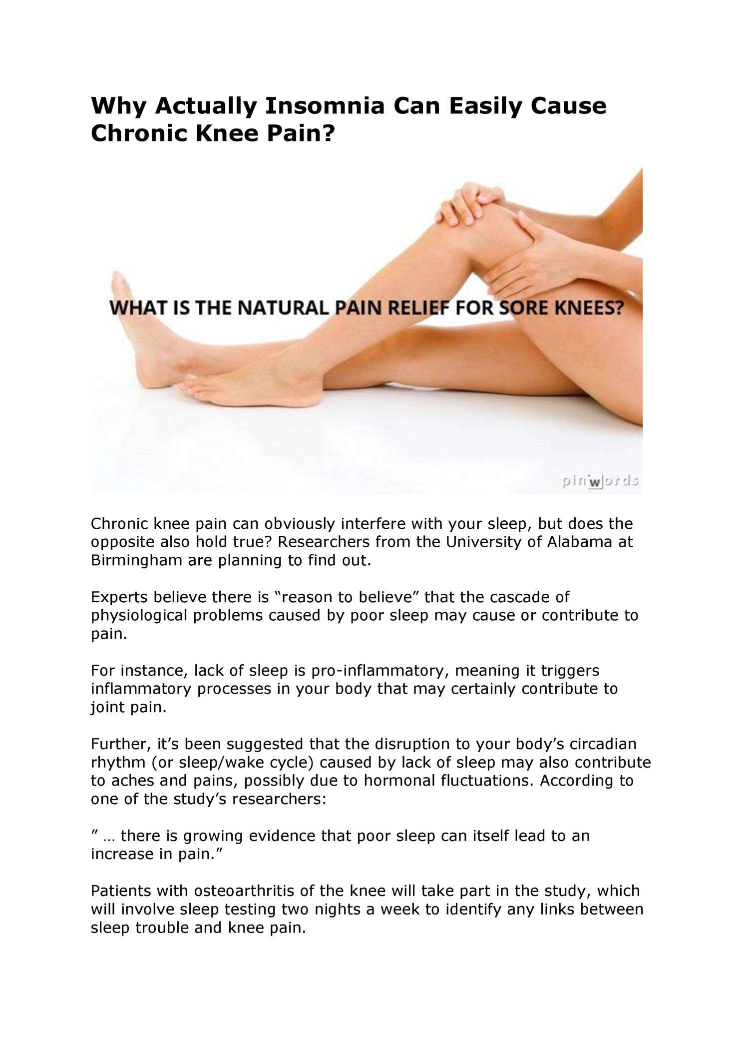 Why Actually Insomnia Can Easily Cause Chronic Knee Pain ...