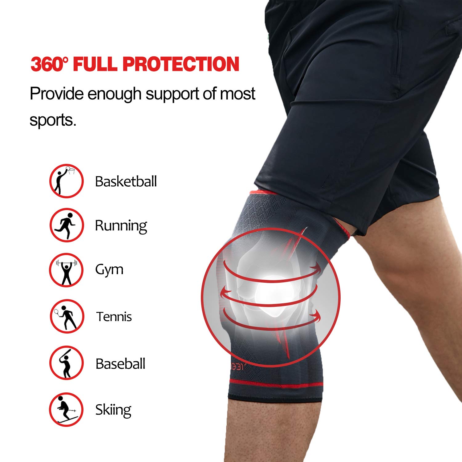 YEEGOR Knee Compression Sleeve for Men & Women ...